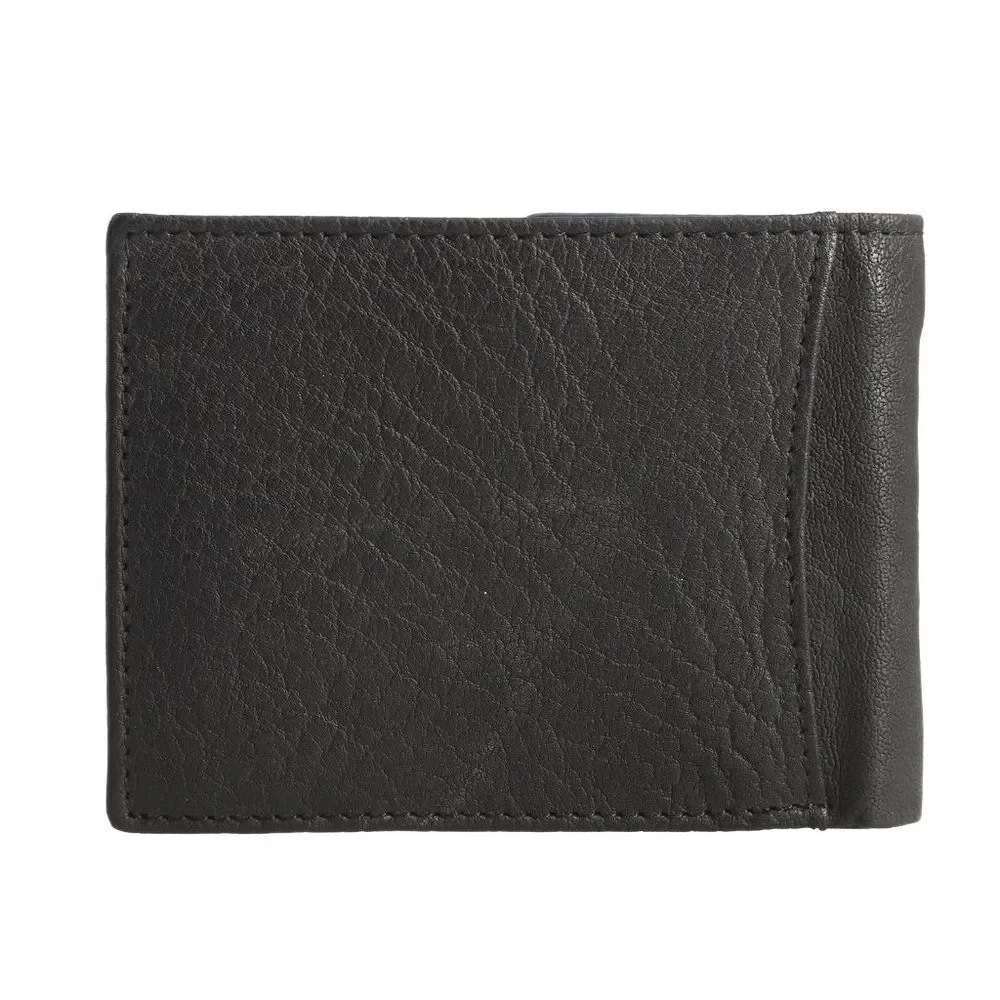 PASSAGE Black Genuine Leather RFID Bi-Fold Wallet